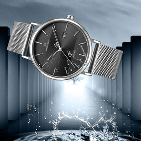 Montre homme en acier inoxydable – MeshElegance Pro