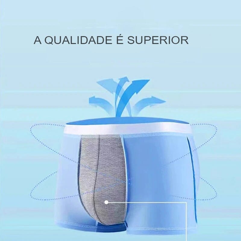 Cueca Boxer de Seda Gelada Respirável e Ultrafina - Kit com 8 Peças