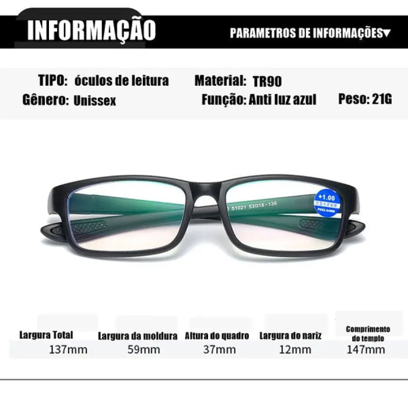 Óculos Inteligente Anti Luz Azul  - Compre 01 Leve 2